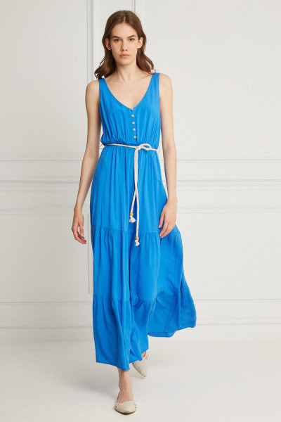 BILL COST WOMEN'S MAXI DRESS SLEEVELESS WITH ELASTIC BACK ELECTRIC BLUE 10-350430-0