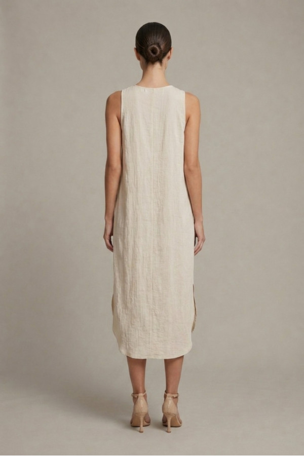 Γυναικείο midi φόρεμα Derpouli μπεζ loose fit 1.20.50890