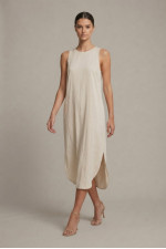 Γυναικείο midi φόρεμα Derpouli μπεζ loose fit 1.20.50890