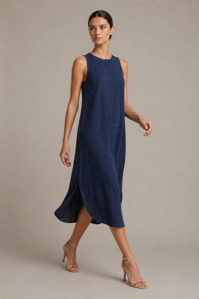 Γυναικείο midi φόρεμα Derpouli μπλε loose fit 1.20.50890