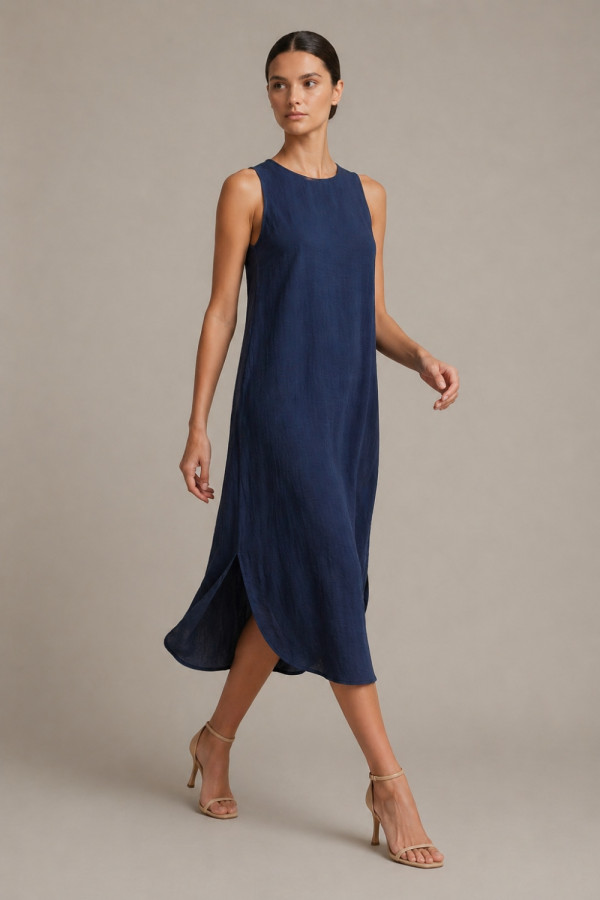 Γυναικείο midi φόρεμα Derpouli μπλε loose fit 1.20.50890