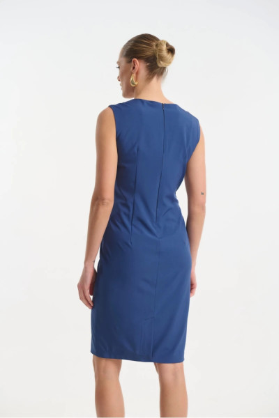 Γυναικείο φόρεμα Fibes μπλε midi κρουαζέ αμάνικο 05-9453