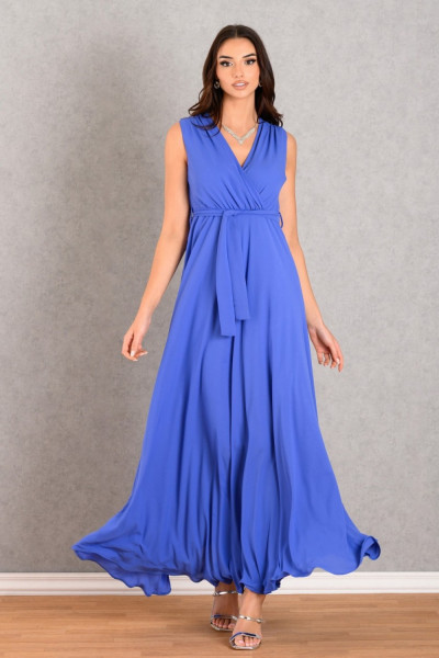 DERPOULI ΓΥΝΑΙΚΕΙΟ MAXI ΦΟΡΕΜΑ ΚΡΟΥΑΖΕ ΜΟΝΟΧΡΩΜΟ BLUE-MAUVE 1.20.39079