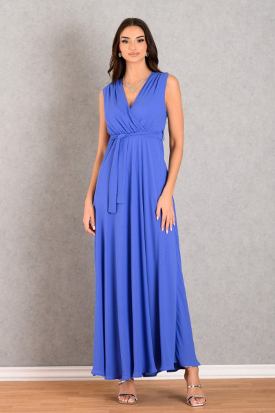 DERPOULI ΓΥΝΑΙΚΕΙΟ MAXI ΦΟΡΕΜΑ ΚΡΟΥΑΖΕ ΜΟΝΟΧΡΩΜΟ BLUE-MAUVE 1.20.39079