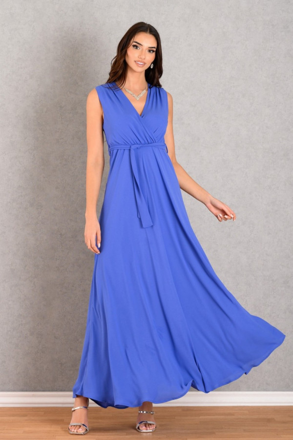 DERPOULI ΓΥΝΑΙΚΕΙΟ MAXI ΦΟΡΕΜΑ ΚΡΟΥΑΖΕ ΜΟΝΟΧΡΩΜΟ BLUE-MAUVE 1.20.39079