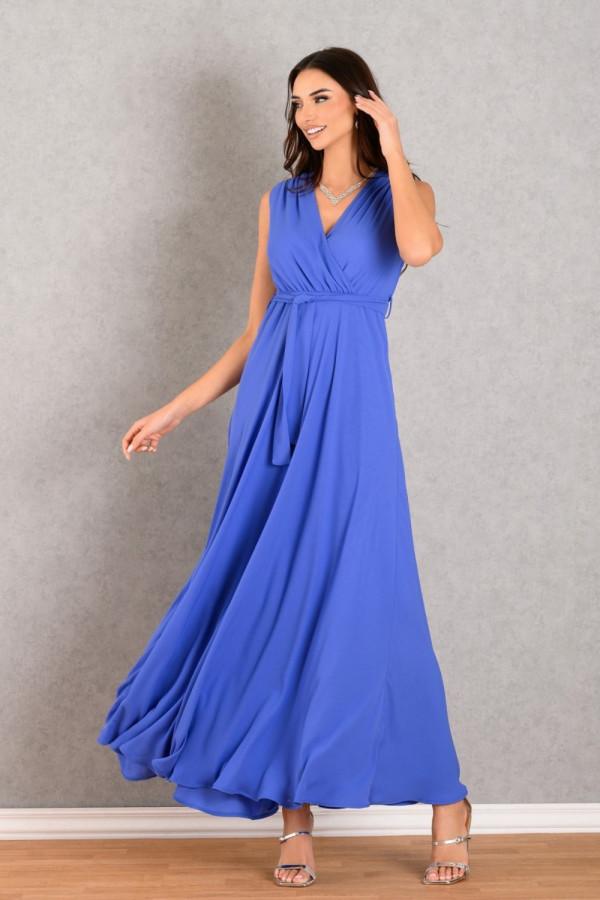 DERPOULI ΓΥΝΑΙΚΕΙΟ MAXI ΦΟΡΕΜΑ ΚΡΟΥΑΖΕ ΜΟΝΟΧΡΩΜΟ BLUE-MAUVE 1.20.39079