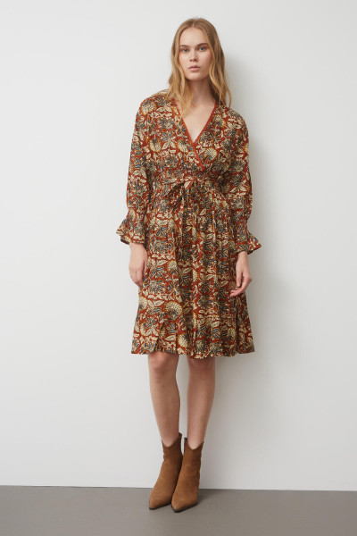 BILL COST WOMEN'S CROIX DRESS WITH DETACHABLE BELT PRINTED CHOCOLATE 20-340899-0