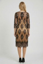 VAGIAS ΓΥΝΑΙΚΕΙΟ MIDI ΦΟΡΕΜΑ ΜΕ ΔΑΝΤΕΛΑ ΚΑΙ ΤΟΥΛΙ ΜΑΝΙΚΙΑ 3/4 ΜΑΥΡΟ 7685-55