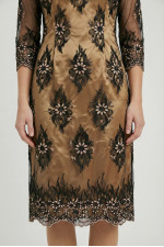 VAGIAS ΓΥΝΑΙΚΕΙΟ MIDI ΦΟΡΕΜΑ ΜΕ ΔΑΝΤΕΛΑ ΚΑΙ ΤΟΥΛΙ ΜΑΝΙΚΙΑ 3/4 ΜΑΥΡΟ 7685-55