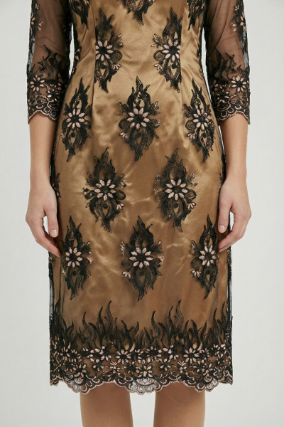 VAGIAS ΓΥΝΑΙΚΕΙΟ MIDI ΦΟΡΕΜΑ ΜΕ ΔΑΝΤΕΛΑ ΚΑΙ ΤΟΥΛΙ ΜΑΝΙΚΙΑ 3/4 ΜΑΥΡΟ 7685-55