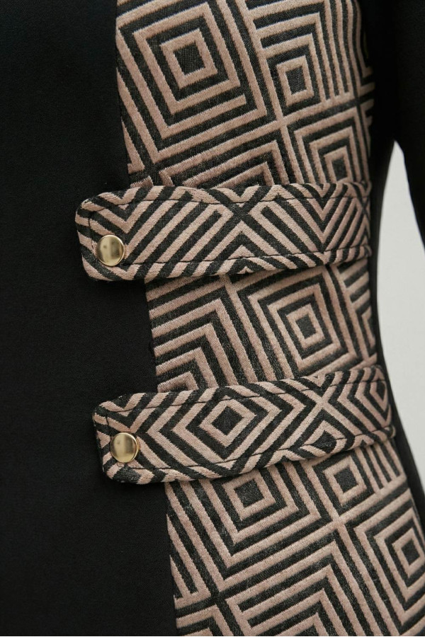 VAGIAS ΓΥΝΑΙΚΕΙΟ ΦΟΡΕΜΑ MIDI ΜΕ 3/4 ΜΑΝΙΚΙΑ ΚΑΙ ΓΕΩΜΕΤΡΙΚΌ ΕΜΠΡΙΜΕ ΜΑΥΡΟ 3630-25