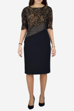 VAGIAS ΓΥΝΑΙΚΕΙΟ ΦΟΡΕΜΑ ΜΕ ΜΑΝΙΚΙΑ ANIMAL PRINT ΜΑΥΡΟ 2792-22