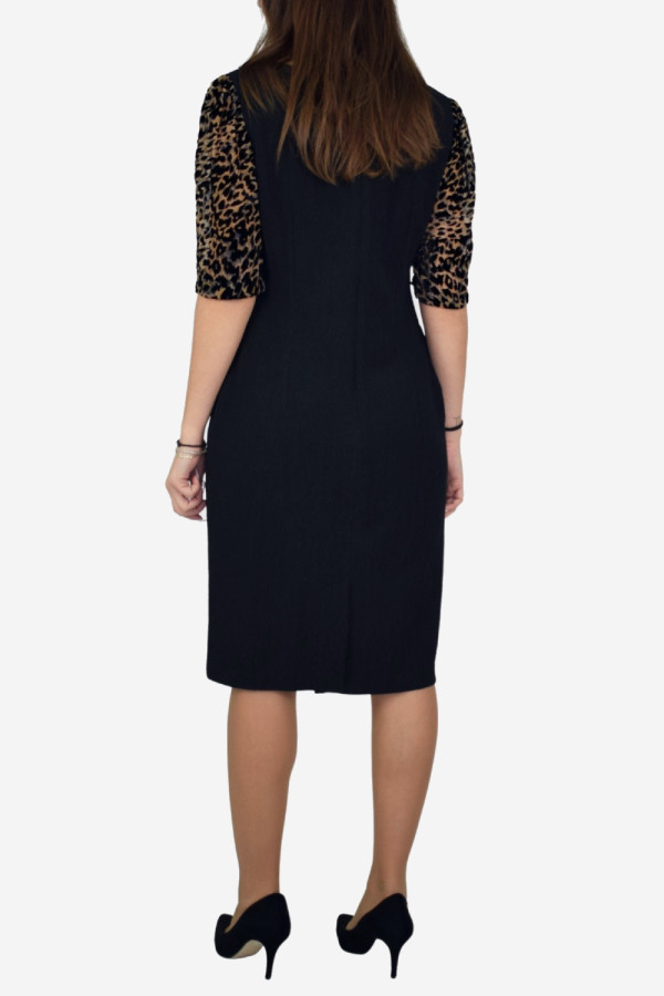 VAGIAS ΓΥΝΑΙΚΕΙΟ ΦΟΡΕΜΑ ΜΕ ΜΑΝΙΚΙΑ ANIMAL PRINT ΜΑΥΡΟ 2792-22