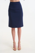 Γυναικεία ψηλόμεση φούστα Fibes μπλε pencil σε κρεπ ελαστικό 04-8105