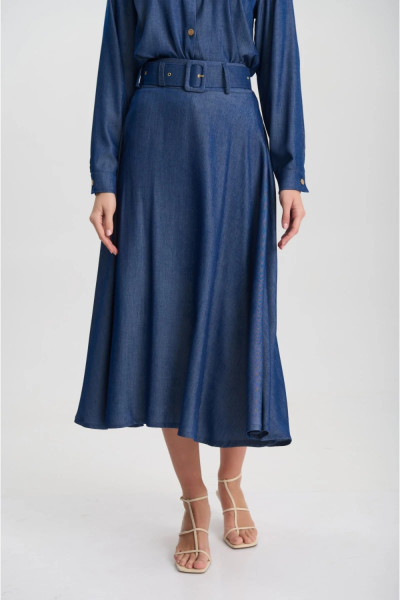 FIBES ΓΥΝΑΙΚΕΙΑ ΦΟΥΣΤΑ MIDI ΤΥΠΟΥ DENIM ΚΛΟΣ ΜΠΛΕ 04-8041
