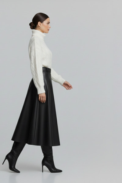 DERPOULI ΓΥΝΑΙΚΕΙΑ ΦΟΥΣΤΑ MIDI ΑΠΟ ΟΙΚΟΛΟΓΙΚΟ ΔΕΡΜΑ ΜΕ ΖΩΝΗ ΜΑΥΡΟ 1.19.39-50784