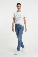 Γυναικείο jean μπλε βαμβακερό με ελαστικότητα regular fit Miss Good 26-5507 Γυναικείο jean μπλε βαμβακερό με ελαστικότητα regular fit Miss Good 26-5507