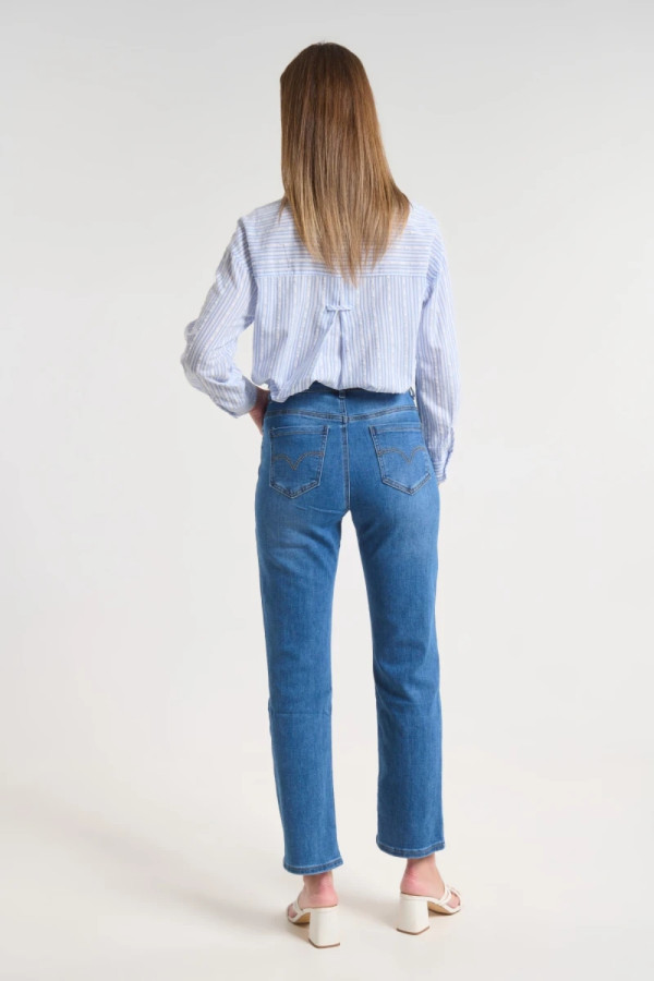 Γυναικείο Jean παντελόνι Fibes μπλε Regular Fit με ελαστικότητα 04-8136