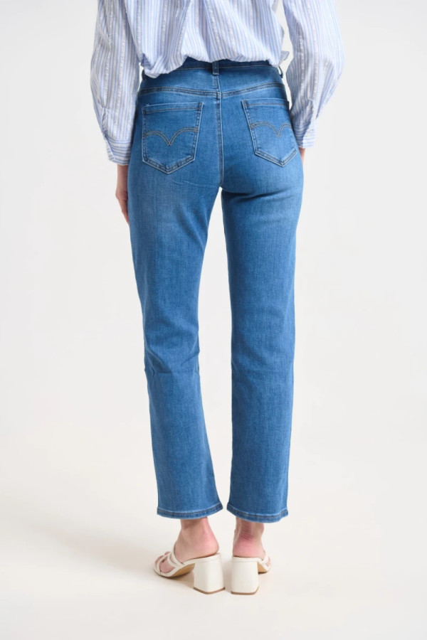 Γυναικείο Jean παντελόνι Fibes μπλε Regular Fit με ελαστικότητα 04-8136