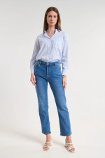 Γυναικείο Jean παντελόνι Fibes μπλε Regular Fit με ελαστικότητα 04-8136