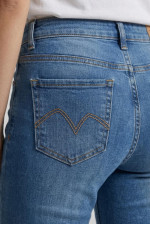 Γυναικείο jean μπλε βαμβακερό με ελαστικότητα regular fit Miss Good 26-5507 Γυναικείο jean μπλε βαμβακερό με ελαστικότητα regular fit Miss Good 26-5507