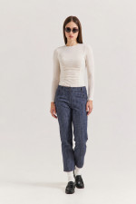 Γυναικείο denim μπουφάν Enzzo μπλε σε cropped γραμμή Fiora 262252 Γυναικείο denim μπουφάν Enzzo μπλε σε cropped γραμμή Fiora 262252