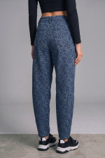 Γυναικείο τζιν παντελόνι barrel μπλε με animal print 271398037