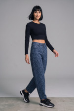 Γυναικείο τζιν παντελόνι barrel μπλε με animal print 271398037