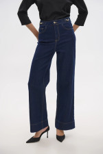 FIBES ΓΥΝΑΙΚΕΙΟ ΨΗΛΟΜΕΣΟ JEAN WIDE LEG ΒΑΜΒΑΚΕΡΟ ΕΛΑΣΤΙΚΟ ΜΠΛΕ 04-8072