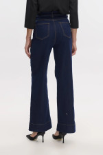 FIBES ΓΥΝΑΙΚΕΙΟ ΨΗΛΟΜΕΣΟ JEAN WIDE LEG ΒΑΜΒΑΚΕΡΟ ΕΛΑΣΤΙΚΟ ΜΠΛΕ 04-8072