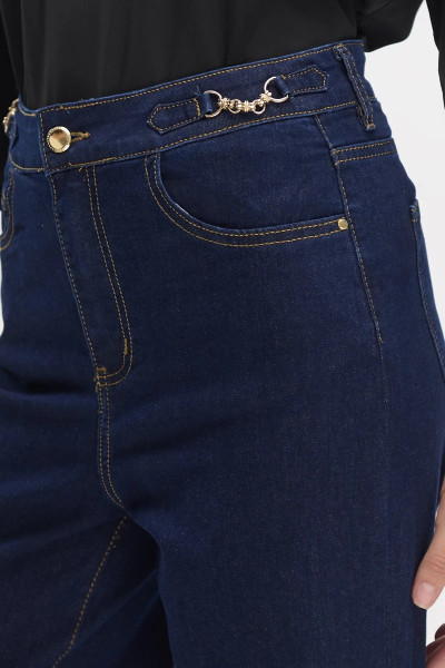 FIBES ΓΥΝΑΙΚΕΙΟ ΨΗΛΟΜΕΣΟ JEAN WIDE LEG ΒΑΜΒΑΚΕΡΟ ΕΛΑΣΤΙΚΟ ΜΠΛΕ 04-8072