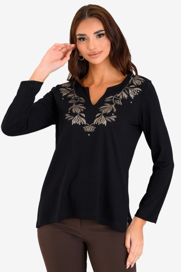 DERPOULI ΓΥΝΑΙΚΕΙΑ ΜΠΛΟΥΖΑ ΜΕ "V" ΚΑΙ ΤΥΠΩΜΑ ETHNIC ΜΑΥΡΟ 1.10.39215 DERPOULI ΓΥΝΑΙΚΕΙΑ ΜΠΛΟΥΖΑ ΜΕ "V" ΚΑΙ ΤΥΠΩΜΑ ETHNIC ΜΑΥΡΟ 1.10.39215