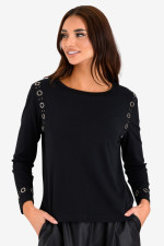 DERPOULI ΓΥΝΑΙΚΕΙΑ ΜΠΛΟΥΖΑ ΜΕ ΤΡΟΥΚΣ ΜΟΝΟΧΡΩΜΗ ΜΑΥΡΟ 1.10.27499