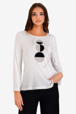 DERPOULI ΓΥΝΑΙΚΕΙΑ ΜΠΛΟΥΖΑ ΜΑΚΡΥΜΑΝΙΚΗ ΜΕ ΓΕΩΜΕΤΡΙΚΟ ΤΥΠΩΜΑ ΕΚΡΟΥ 1.10.27521