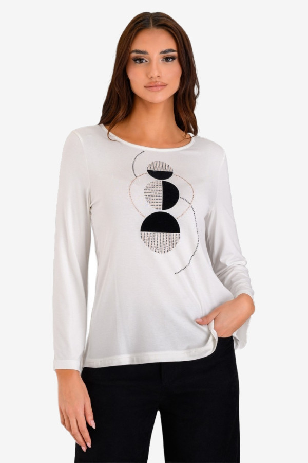 DERPOULI ΓΥΝΑΙΚΕΙΑ ΜΠΛΟΥΖΑ ΜΑΚΡΥΜΑΝΙΚΗ ΜΕ ΓΕΩΜΕΤΡΙΚΟ ΤΥΠΩΜΑ ΕΚΡΟΥ 1.10.27521