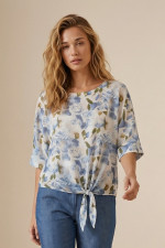 Γυναικεία μπλούζα Derpouli floral σιελ με δέσιμο 1.10.39380 Γυναικεία μπλούζα Derpouli floral σιελ με δέσιμο 1.10.39380