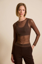 ENZZO ΓΥΝΑΙΚΕΙΑ ΜΠΛΟΥΖΑ ΤΟΥΛΙ ΔΙΑΦΑΝΕΙΑ ΜΑΚΡΥΜΑΝΙΚΗ LUMIA ΚΑΦΕ 252187