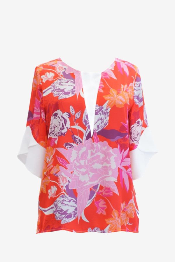 VAGIAS ΓΥΝΑΙΚΕΙΑ ΜΠΛΟΥΖΑ ΜΕ ΜΑΝΙΚΙΑ ΕΜΠΡΙΜΕ ΚΟΚΚΙΝΗ 5105-123