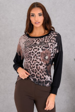 DERPOULI ΓΥΝΑΙΚΕΙΑ ΜΠΛΟΥΖΑ ΜΕ ANIMAL PRINT ΜΑΥΡΟ 1.10.27496 DERPOULI ΓΥΝΑΙΚΕΙΑ ΜΠΛΟΥΖΑ ΜΕ ANIMAL PRINT ΜΑΥΡΟ 1.10.27496