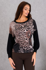 DERPOULI ΓΥΝΑΙΚΕΙΑ ΜΠΛΟΥΖΑ ΜΕ ANIMAL PRINT ΜΑΥΡΟ 1.10.27496 DERPOULI ΓΥΝΑΙΚΕΙΑ ΜΠΛΟΥΖΑ ΜΕ ANIMAL PRINT ΜΑΥΡΟ 1.10.27496