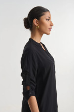 FIBES ΓΥΝΑΙΚΕΙΑ ΜΠΛΟΥΖΑ ΤΟΥΝΙΚ ΜΕ ΡΥΘΜΙΖΟΜΕΝΑ ΜΑΝΙΚΙΑ ΜΑΥΡΟ 03-7420