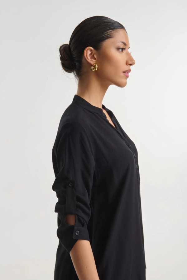 FIBES ΓΥΝΑΙΚΕΙΑ ΜΠΛΟΥΖΑ ΤΟΥΝΙΚ ΜΕ ΡΥΘΜΙΖΟΜΕΝΑ ΜΑΝΙΚΙΑ ΜΑΥΡΟ 03-7420