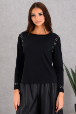 DERPOULI ΓΥΝΑΙΚΕΙΑ ΜΠΛΟΥΖΑ ΜΕ ΤΡΟΥΚΣ ΜΟΝΟΧΡΩΜΗ ΜΑΥΡΟ 1.10.27499