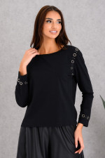 DERPOULI ΓΥΝΑΙΚΕΙΑ ΜΠΛΟΥΖΑ ΜΕ ΤΡΟΥΚΣ ΜΟΝΟΧΡΩΜΗ ΜΑΥΡΟ 1.10.27499