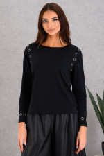 DERPOULI ΓΥΝΑΙΚΕΙΑ ΜΠΛΟΥΖΑ ΜΕ ΤΡΟΥΚΣ ΜΟΝΟΧΡΩΜΗ ΜΑΥΡΟ 1.10.27499