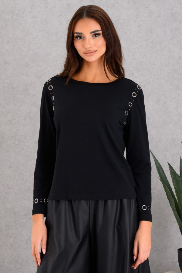 DERPOULI ΓΥΝΑΙΚΕΙΑ ΜΠΛΟΥΖΑ ΜΕ ΤΡΟΥΚΣ ΜΟΝΟΧΡΩΜΗ ΜΑΥΡΟ 1.10.27499