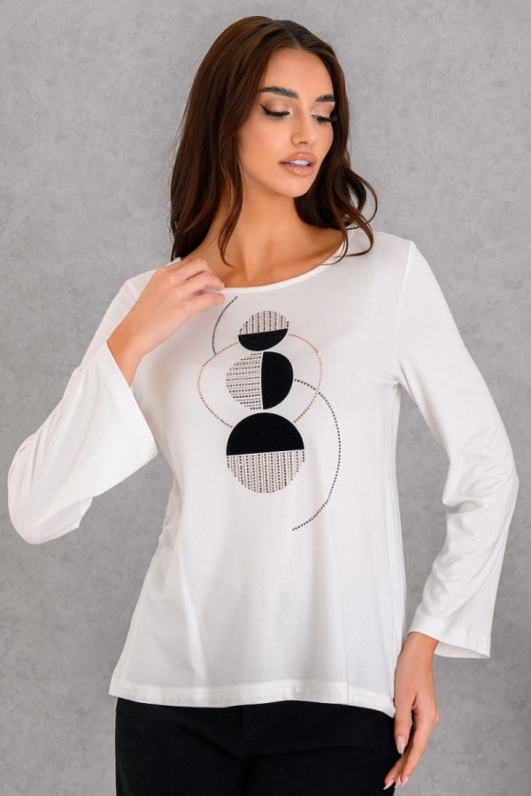 DERPOULI ΓΥΝΑΙΚΕΙΑ ΜΠΛΟΥΖΑ ΜΑΚΡΥΜΑΝΙΚΗ ΜΕ ΓΕΩΜΕΤΡΙΚΟ ΤΥΠΩΜΑ ΕΚΡΟΥ 1.10.27521