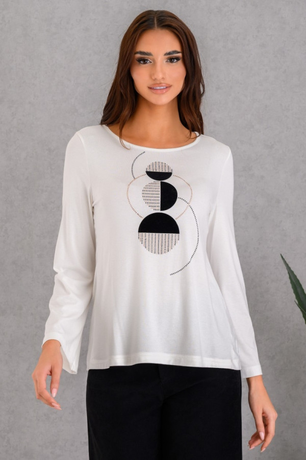 DERPOULI ΓΥΝΑΙΚΕΙΑ ΜΠΛΟΥΖΑ ΜΑΚΡΥΜΑΝΙΚΗ ΜΕ ΓΕΩΜΕΤΡΙΚΟ ΤΥΠΩΜΑ ΕΚΡΟΥ 1.10.27521