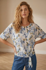 Γυναικεία μπλούζα Derpouli floral σιελ με δέσιμο 1.10.39380 Γυναικεία μπλούζα Derpouli floral σιελ με δέσιμο 1.10.39380