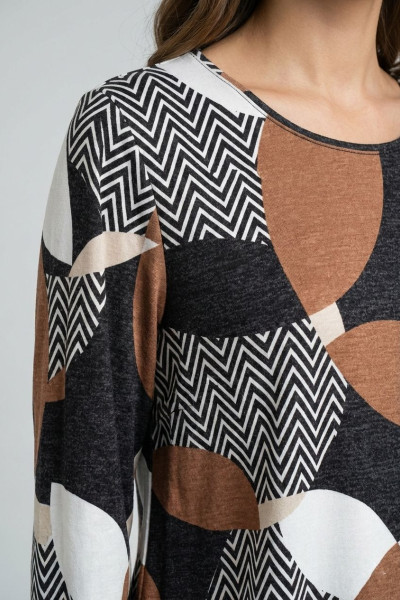 BE COOL ΓΥΝΑΙΚΕΙΑ ΜΑΚΡΥΜΑΝΙΚΗ ΜΠΛΟΥΖΑ ΜΕ ΓΕΩΜΕΤΡΙΚΟ ΜΟΤΙΒΟ ΓΚΡΙ 26-023